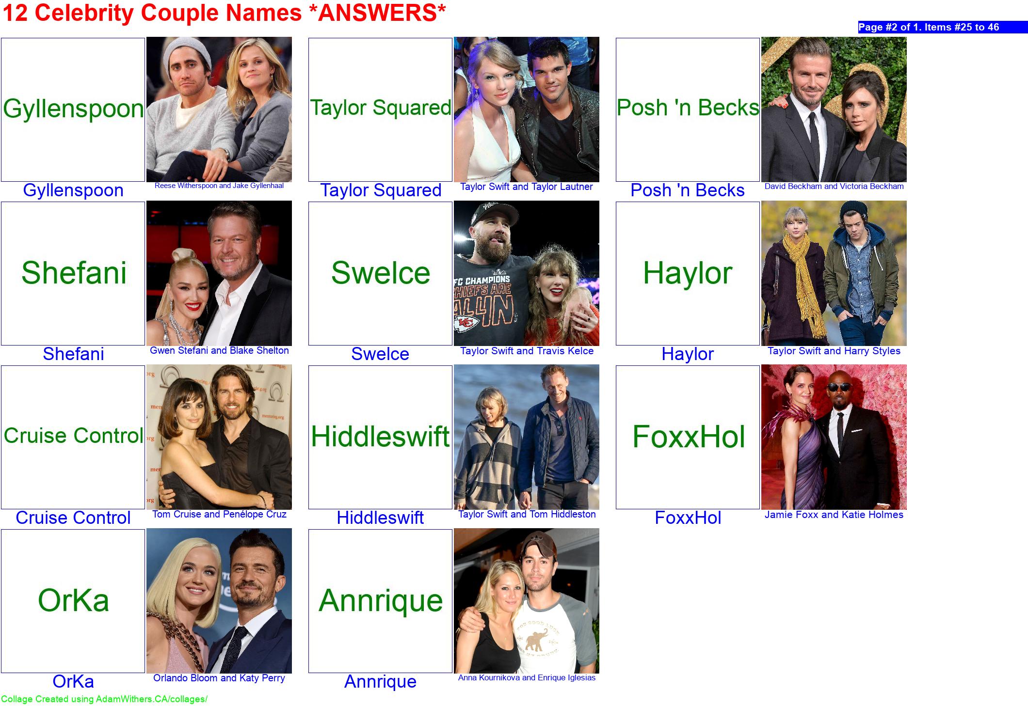 CollageA: guessCelebrityCoupleNames Page 2